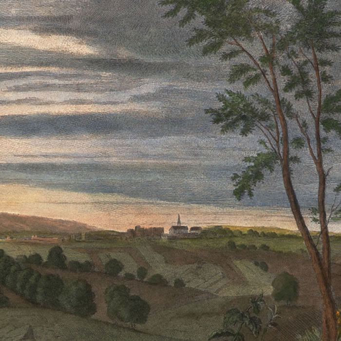 Bonne, Nonne and Ponne, dogs of Louis XIV, stalking partridges - Une estampe d’après François Desportes