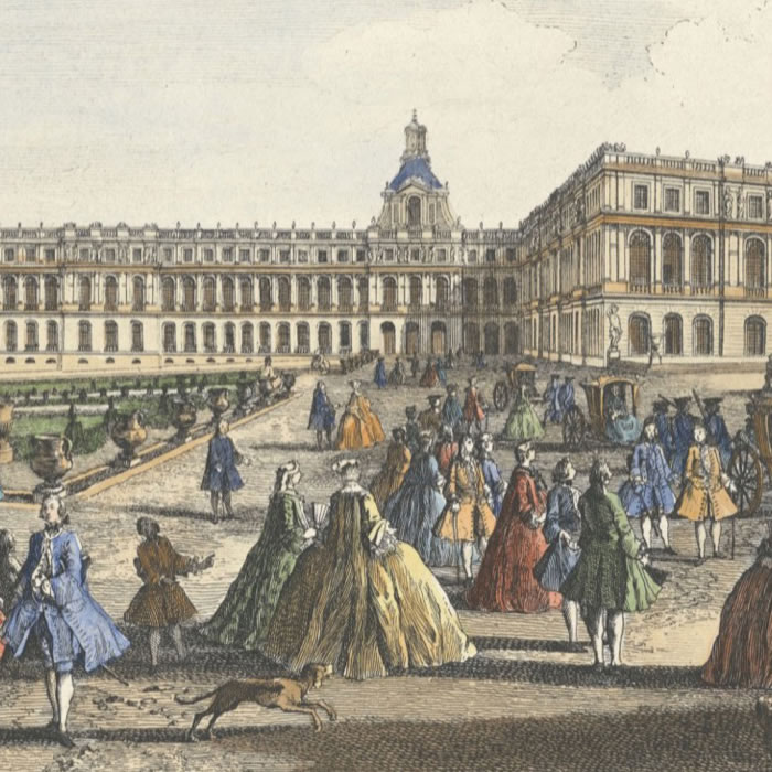 View of the Château de Versailles, taken from the terrace opposite the chapel - Une estampe d’après Jacques Rigaud
