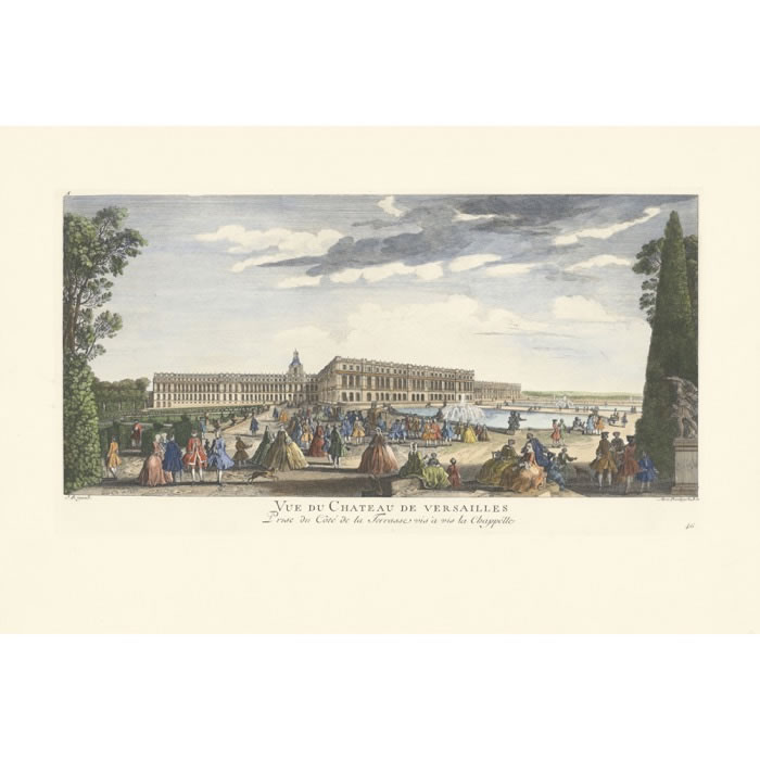 View of the Château de Versailles, taken from the terrace opposite the chapel - Une estampe d’après Jacques Rigaud