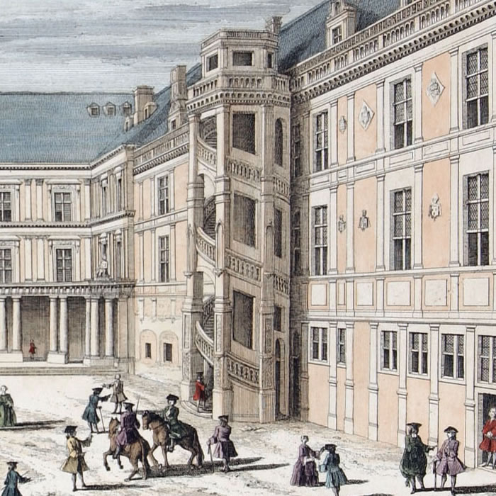View of the courtyard of the Château de Blois - Une estampe d’après Jacques Rigaud