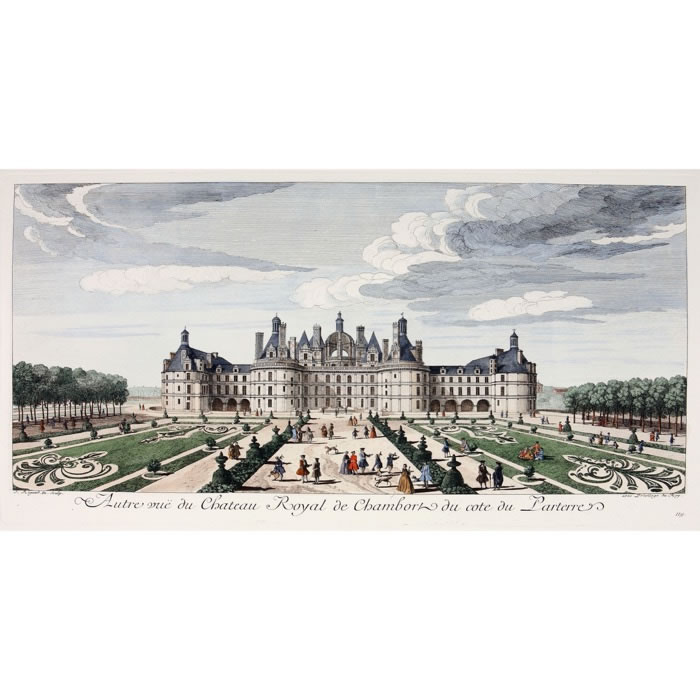 View of the Château Royal de Chambord, from the flowerbed - Une estampe d’après Jacques Rigaud
