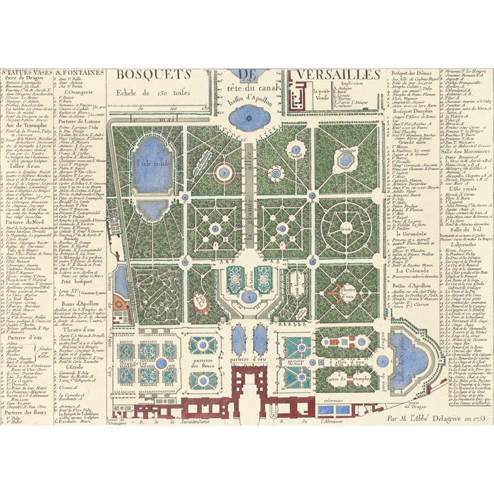 Plan des bosquets de Versailles - Une estampe d’après Jean Delagrive
