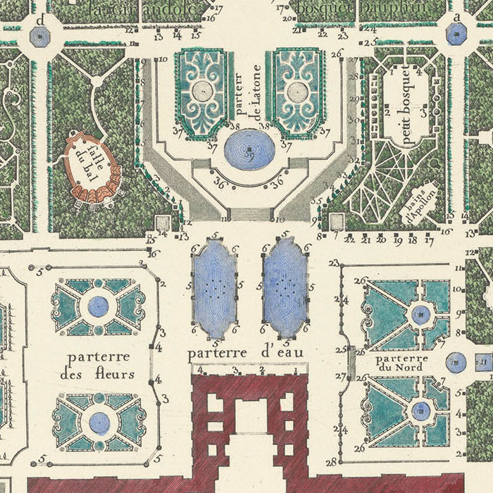 Plan des bosquets de Versailles - Une estampe d’après Jean Delagrive