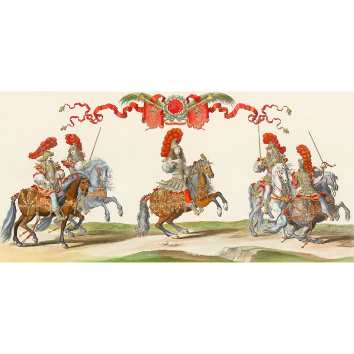 Louis XIV, Emperor of the Romans, Commanding the Quadrille of the Romans - Une estampe d’après François Chauveau