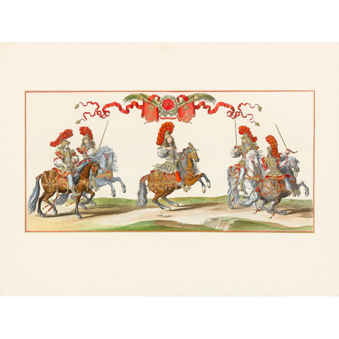 Louis XIV, Emperor of the Romans, Commanding the Quadrille of the Romans - Une estampe d’après François Chauveau