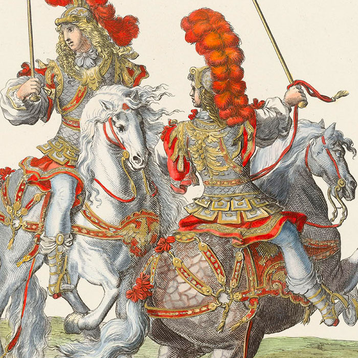 Louis XIV, Emperor of the Romans, Commanding the Quadrille of the Romans - Une estampe d’après François Chauveau