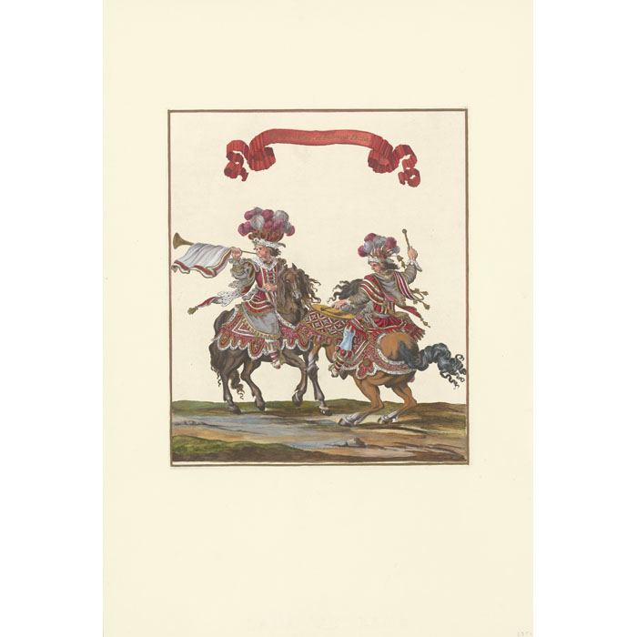 Drummer and Trumpeter from the Quadrille des Persans - Une estampe d’après François Chauveau