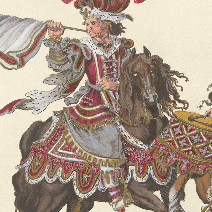 Drummer and Trumpeter from the Quadrille des Persans - Une estampe d’après François Chauveau