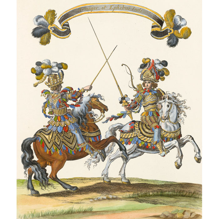 Pages et écuyers du quadrille des Indiens - Une estampe d’après François Chauveau