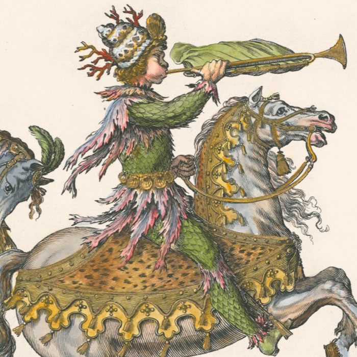 Drummer and trumpeter from the Quadrille des Américains - Une estampe d’après François Chauveau