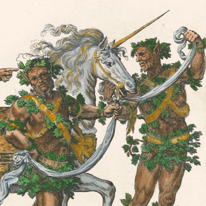 Race horse led by Native Americans - Une estampe d’après François Chauveau