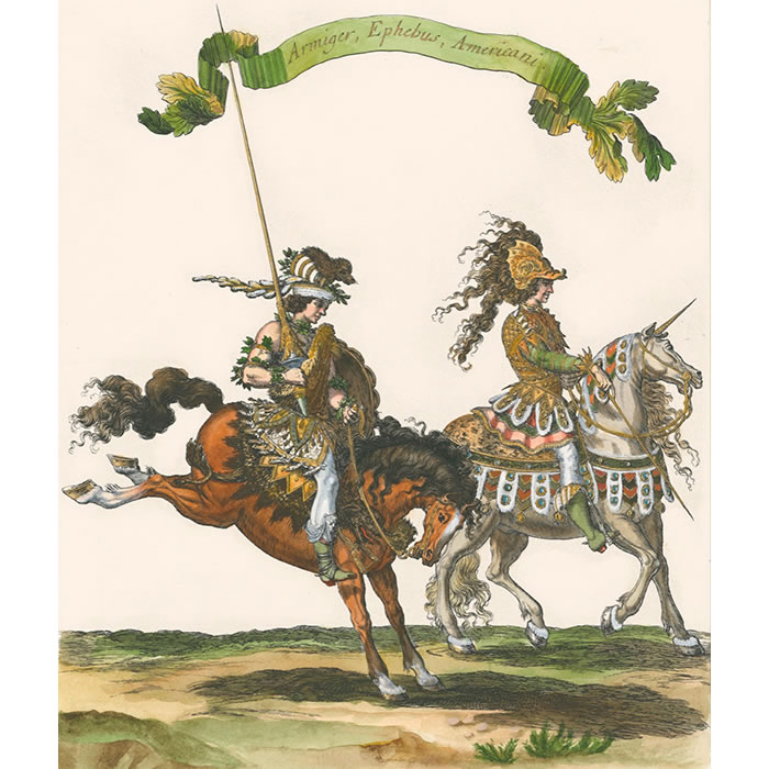 Fifth Quadrille: Native American page and squire - Une estampe d’après François Chauveau