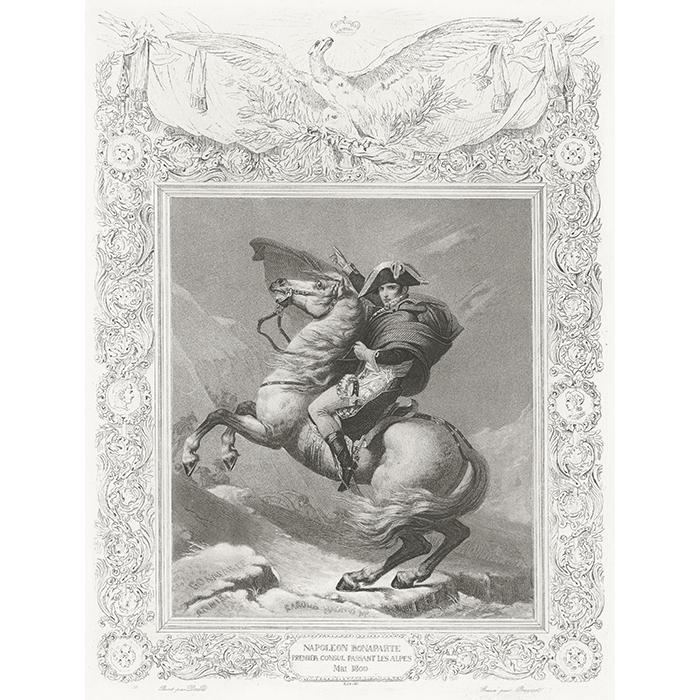 Napoleon Bonaparte, First Consul, crossing the Alps in May 1800 - Une estampe d’après Jacques Louis David