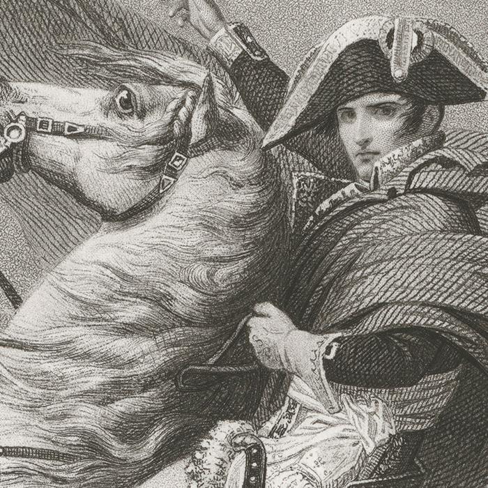 Napoleon Bonaparte, First Consul, crossing the Alps in May 1800 - Une estampe d’après Jacques Louis David