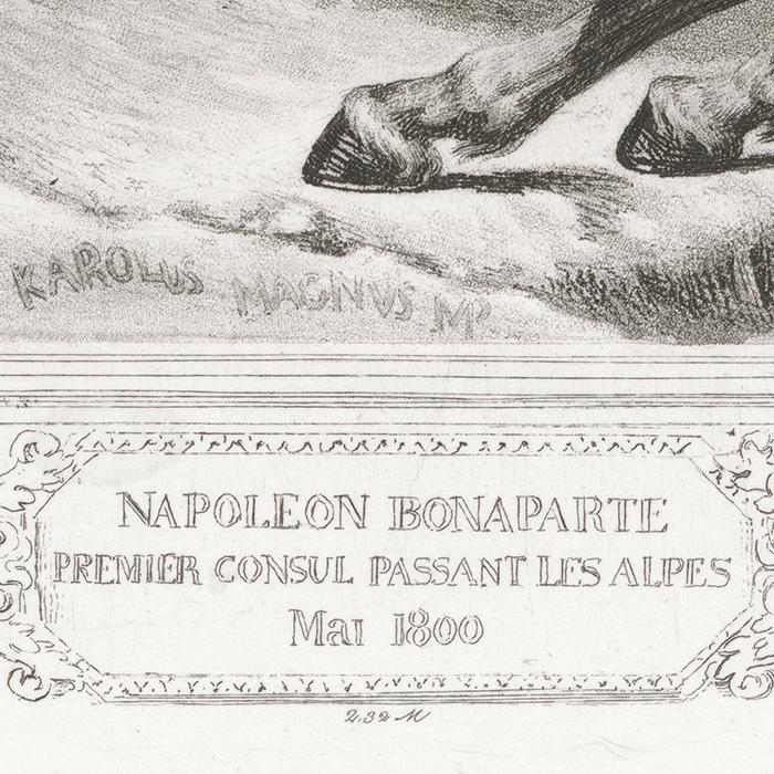 Napoleon Bonaparte, First Consul, crossing the Alps in May 1800 - Une estampe d’après Jacques Louis David