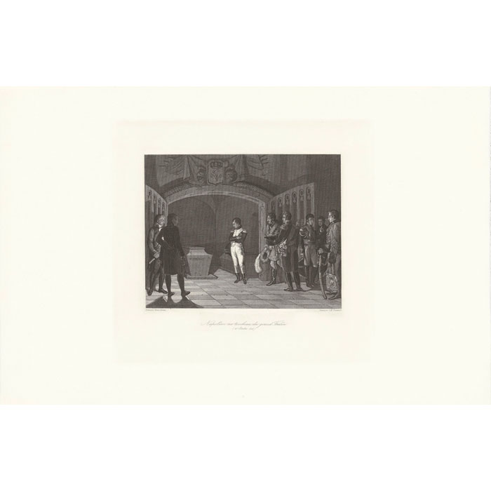 Napoleon in Front of the Tomb of the Great Frederick, October 25, 1806 - Une estampe d’après Marie Nicolas Ponce-Camus