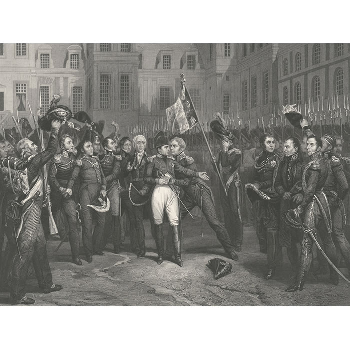 Napoleon I bids farewell to the Imperial Guard at Fontainebleau - Une estampe d’après Joseph Vernet