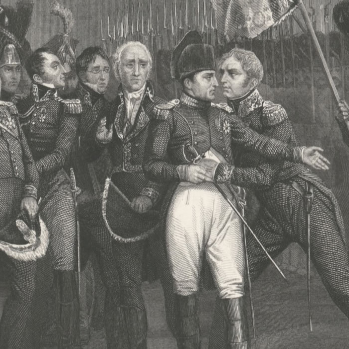 Napoleon I bids farewell to the Imperial Guard at Fontainebleau - Une estampe d’après Joseph Vernet