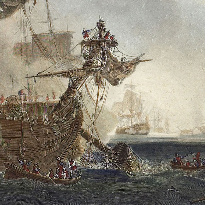 La bataille navale de Béveziers, le 10 juillet 1690 - Une estampe d’après Théodore Gudin