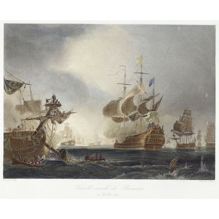 La bataille navale de Béveziers, le 10 juillet 1690 - Une estampe d’après Théodore Gudin