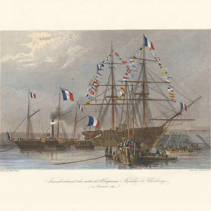 The return of the ashes of Emperor Napoleon I to Cherbourg, 10 December 1840 - Une estampe d’après Antoine Léon Morel-Fatio