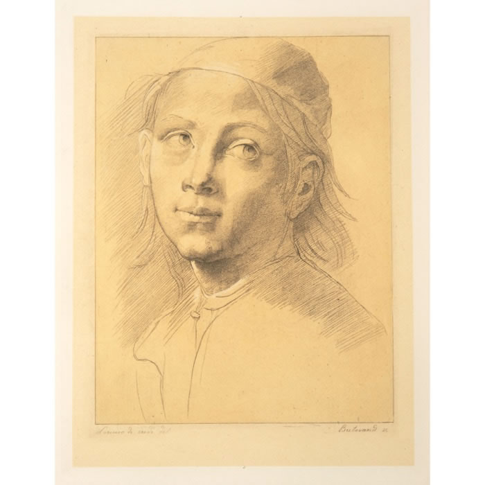 Tête de jeune homme - Une estampe d’après  Lorenzo di Credi
