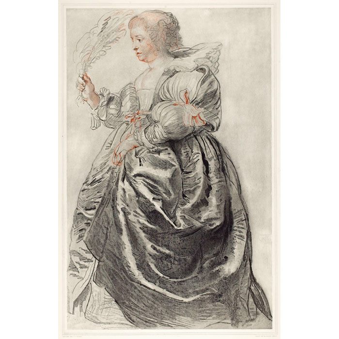Etude d’une femme debout tenant un éventail - Une estampe d’après Petrus Paulus Rubens