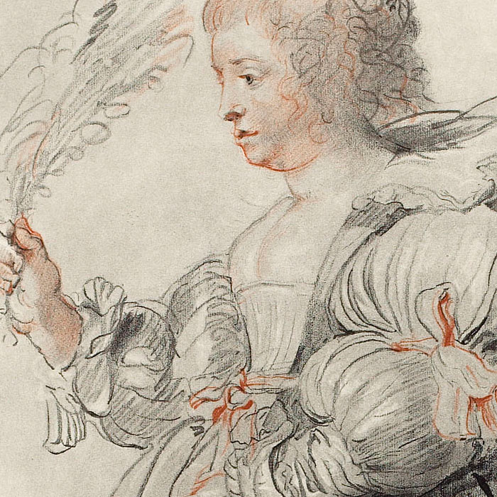 Etude d’une femme debout tenant un éventail - Une estampe d’après Petrus Paulus Rubens