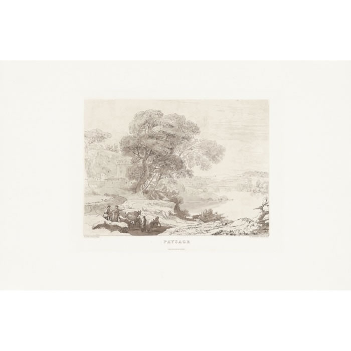 Paysage : les bords de l’Arno - Une estampe d’après Claude Lorrain