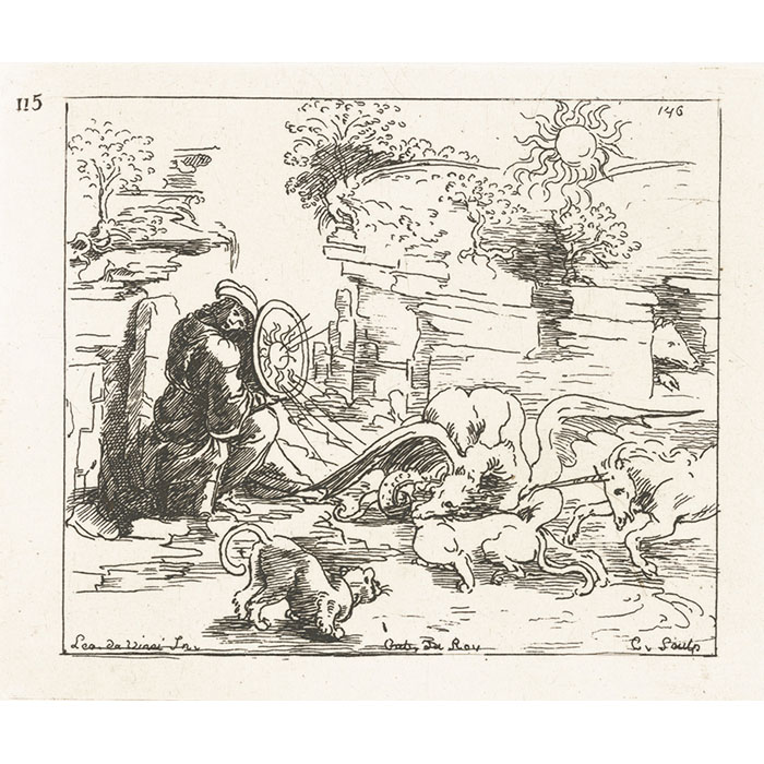 Allégorie au miroir solaire - Une estampe d’après Léonard de Vinci