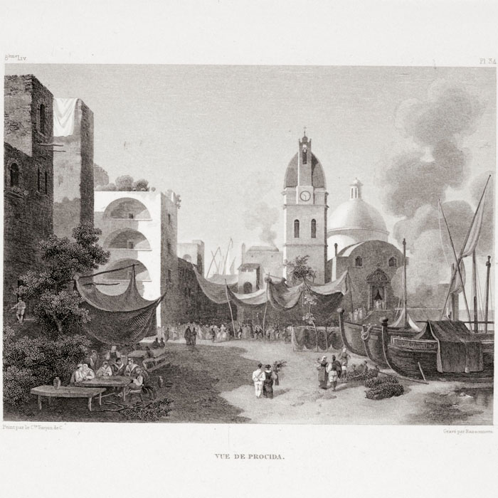 View of Procida, surroundings of Naples - Une estampe d’après Lancelot-Théodore de Turpin de Crissé