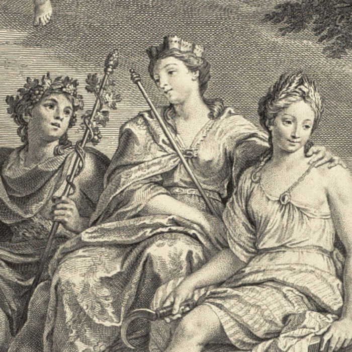 Terre : Triomphe de Cybèle, de Cérès et de Bacchus - Une estampe d’après Louis de Boullongne