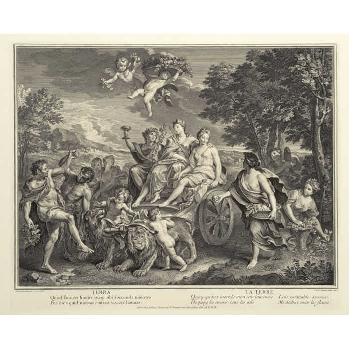 Terre : Triomphe de Cybèle, de Cérès et de Bacchus - Une estampe d’après Louis de Boullongne