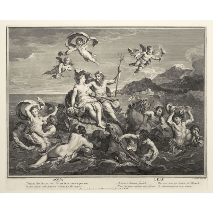 L’Eau : Triomphe de Neptune et d’Amphitrite - Une estampe d’après Louis de Boullongne