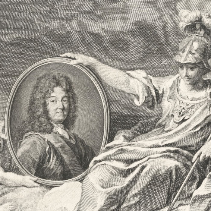 Louis XIV protège les arts - Une estampe d’après Louis de Boullongne