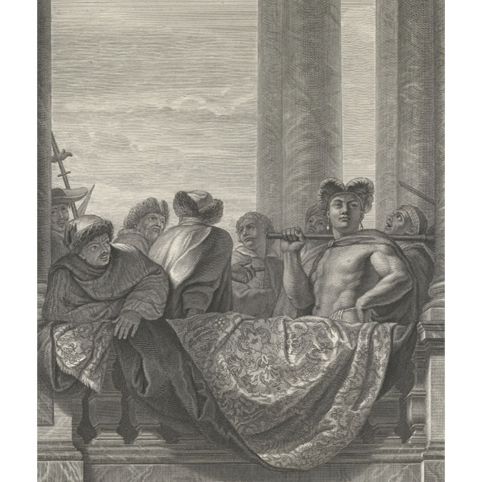 Les différentes nations de l’Amérique peintes dans le grand escalier de Versailles - Une estampe d’après Charles Le Brun