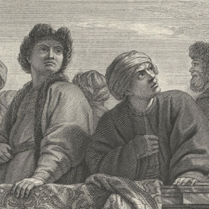 Les différentes nations de l’Asie peintes dans le grand escalier de Versailles - Une estampe d’après Charles Le Brun