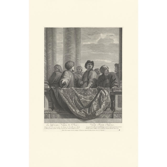 Les différentes nations de l’Asie peintes dans le grand escalier de Versailles - Une estampe d’après Charles Le Brun