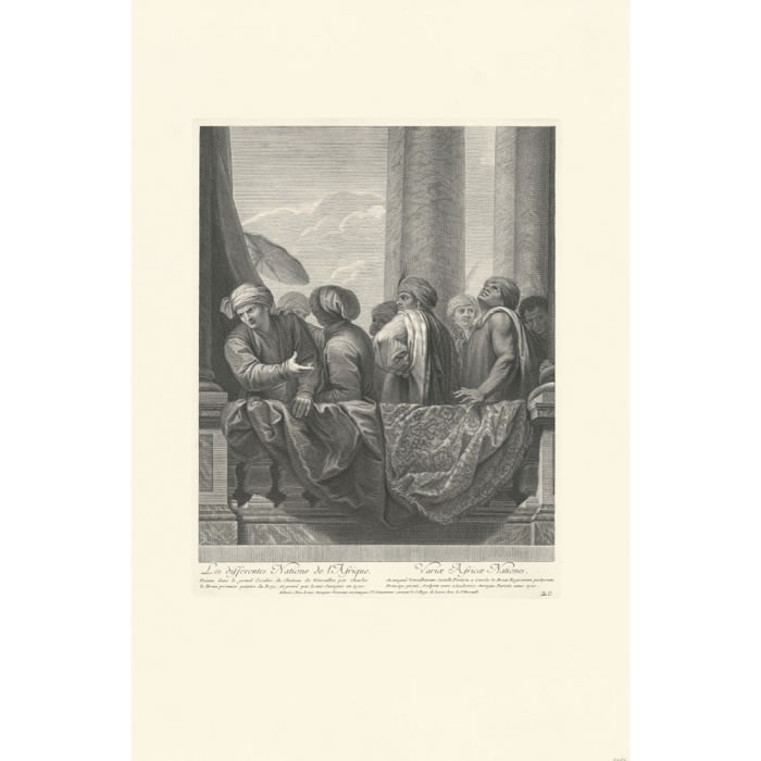 Les différentes nations de l’Afrique peintes dans le grand escalier de Versailles - Une estampe d’après Charles Le Brun