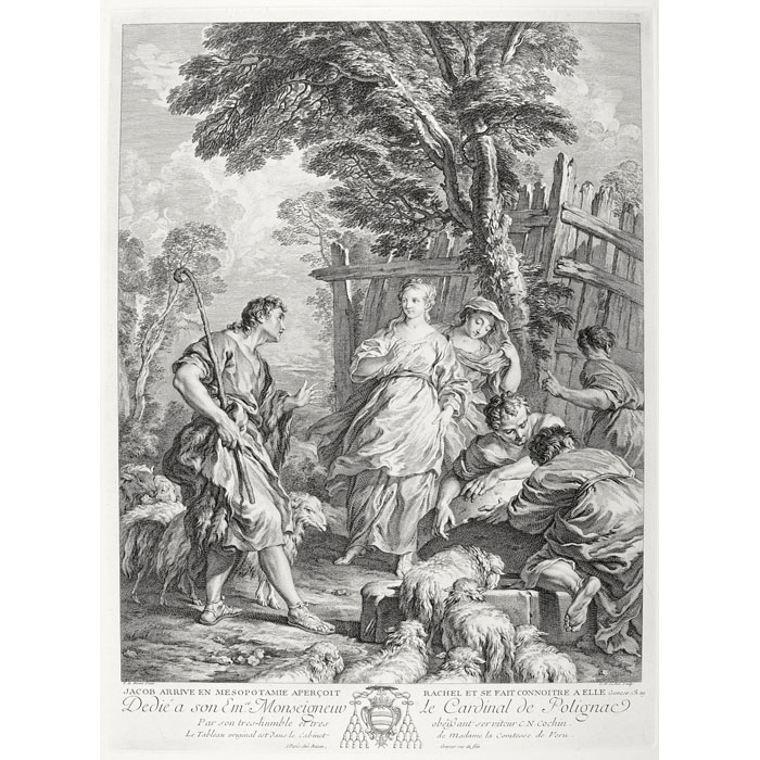 Jacob and Rachel - Une estampe d’après François Lemoyne