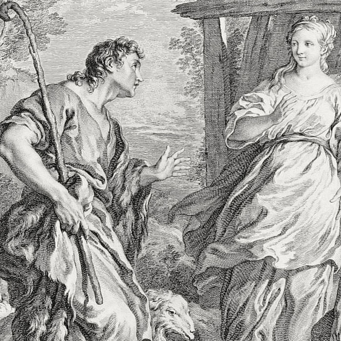 Jacob and Rachel - Une estampe d’après François Lemoyne