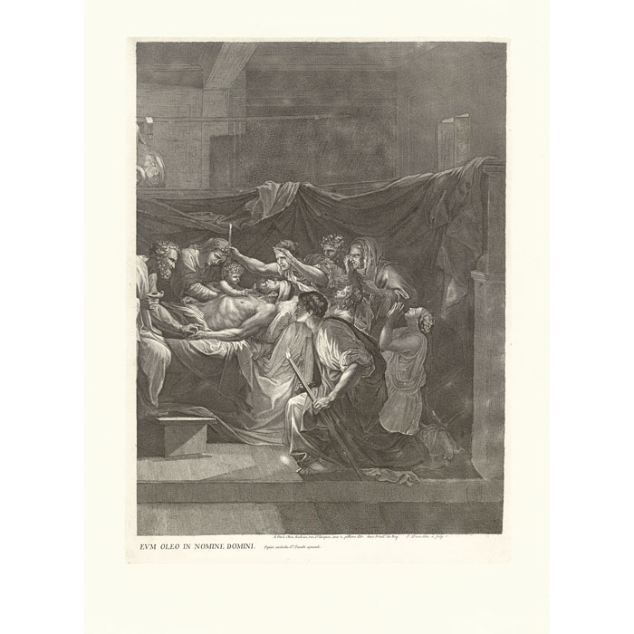 The Extreme Unction (in 2 plates) - Une estampe d’après Nicolas Poussin