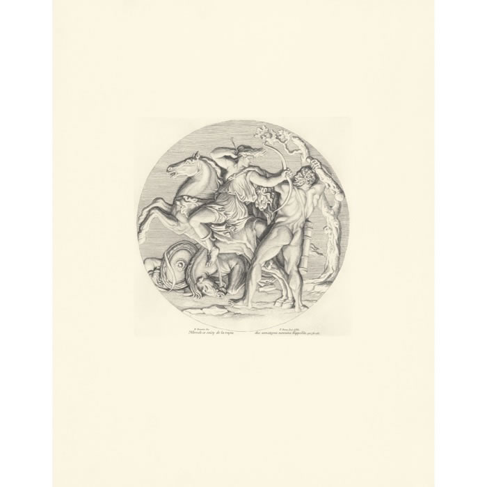 Hercule combat la reine des Amazones - Une estampe d’après Nicolas Poussin