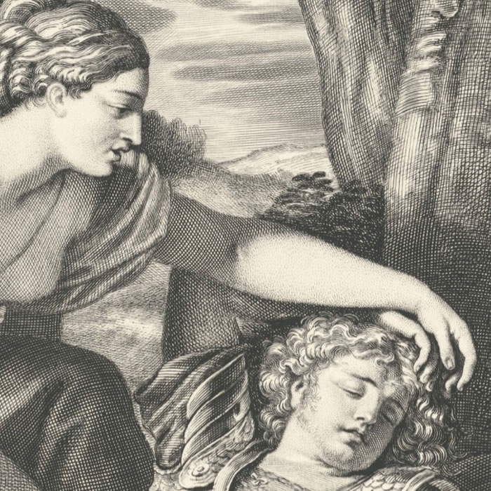 L’Amour arrête la vengeance d’Armide - Une estampe d’après Nicolas Poussin