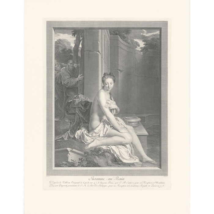 Suzanne au bain - Une estampe d’après Jean-Baptiste Santerre