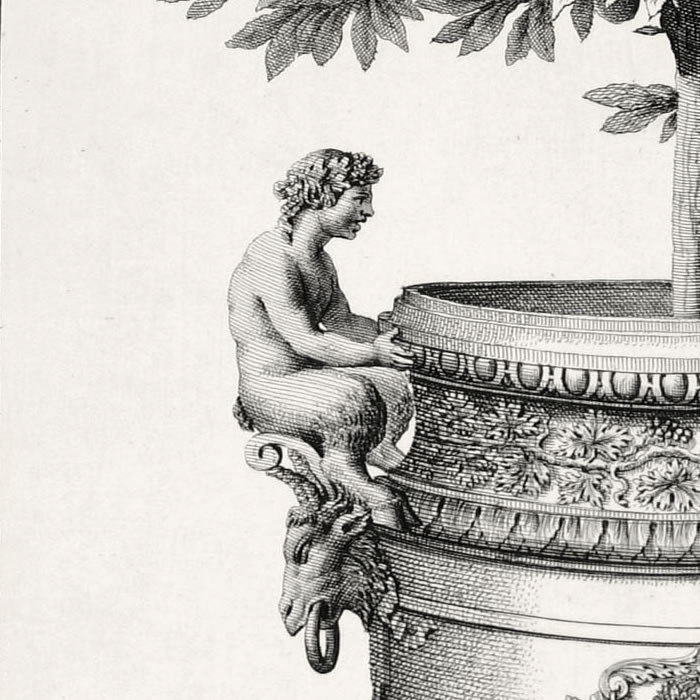 Vase avec deux satyres se faisant face - Une estampe d’après Claude Ballin