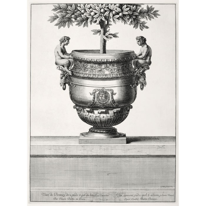 Vase avec deux satyres se faisant face - Une estampe d’après Claude Ballin