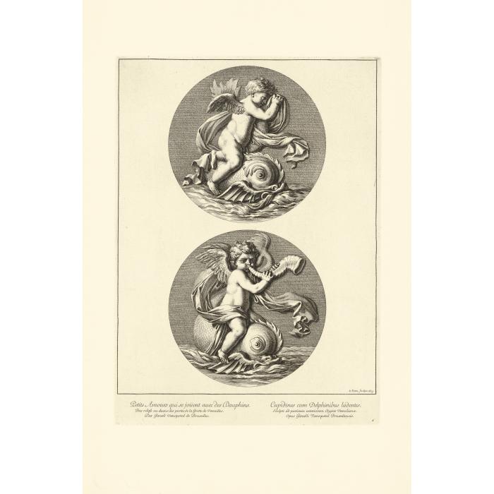 Cupids playing with dolphins - Une estampe d’après Gerard Van Opstal