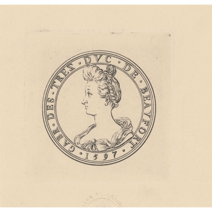 Médaille à l’effigie de Gabrielle d’Estrées - Une estampe d’après Sébastien  Leclerc