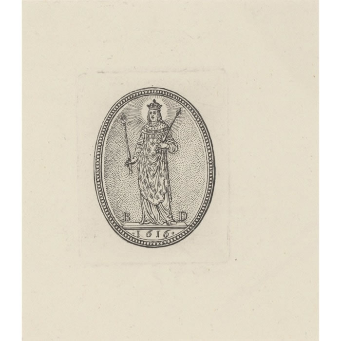Medallion of Louis XIII in coronation dress  - Une estampe d’après Sébastien  Le Clerc the elder